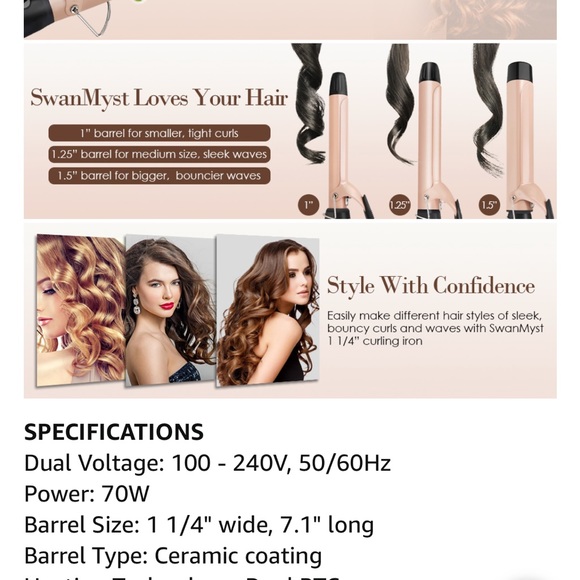 Curling Iron 1 1/4 Inch Hair Curler for All Types of Hair - Picture 4 of 4